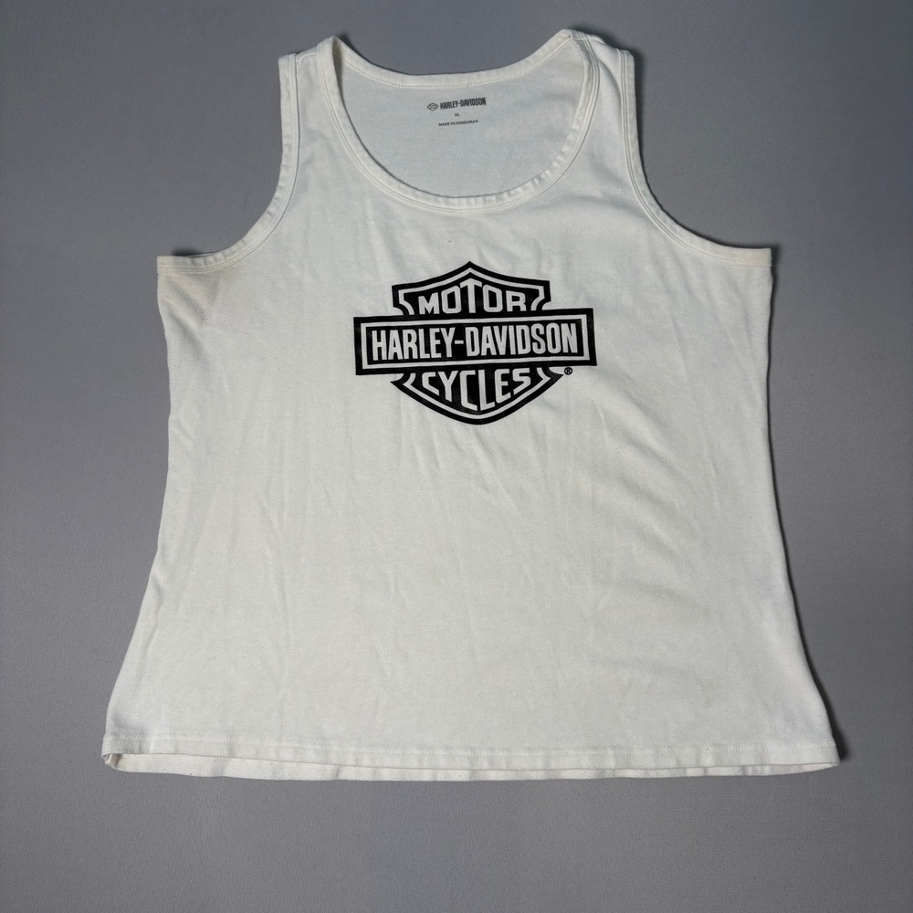 Harley-Davidson Womens White Bar & Shield Logo Tank Top Size XL Crew Neck